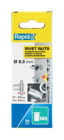 Rapid Tools M8 20 kpl RP160 niittimutteri – kuva 2/2