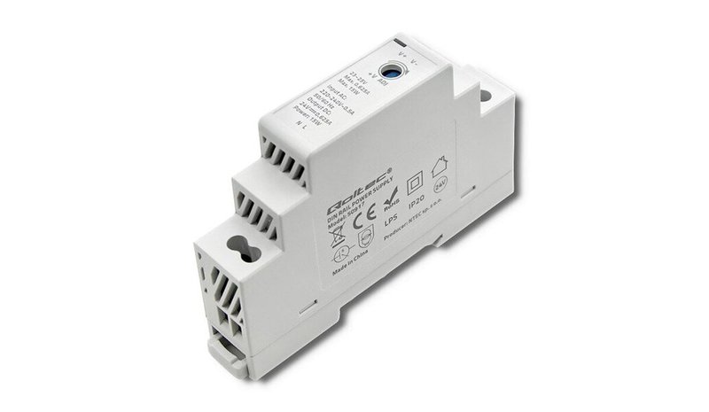 Virtalähde Virtalähde kiskoon din 15w 24v 0.625a harmaa Qoltec