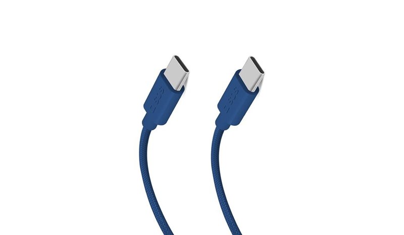 SBS TECABLETISSUETCCB USB-C - USB-C 1.5m 60W braided cable - blue