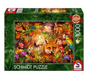 Palapeli Flowers fur and feathers 1000 palaa Schmidt
