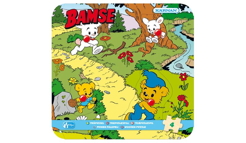 Bamse metsässä Nuppipalapeli puusta 4 palaa Kärnan – kuva 1/4