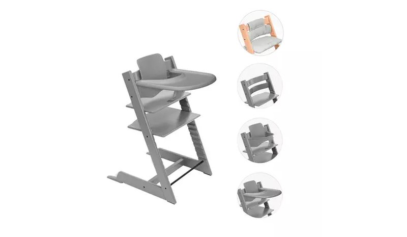 Stokke Tripp Trapp bundle tarjottimella ja pehmusteella
