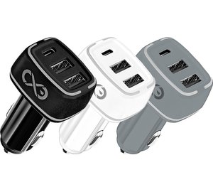Exc autolaturi Usb-c 2xusb-a 35w valkoinen
