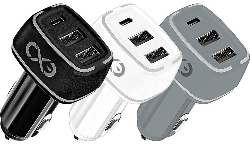 Exc autolaturi Usb-c 2xusb-a 35w valkoinen