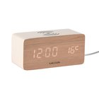 KARLSSON Alarm Clock Block W. Phone Charger Led White Wash Veneer, White Led - H 7.1CM