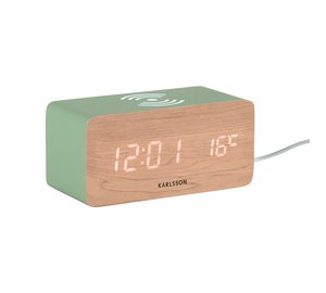 KARLSSON Alarm Clock Block W. Phone Charger Led Jungle Green, White Led - Green - H 7.1CM