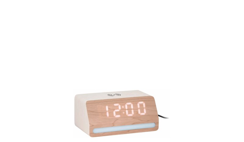 KARLSSON Alarm Clock Retro W. Light Led White Wash Veneer - H 7.5CM