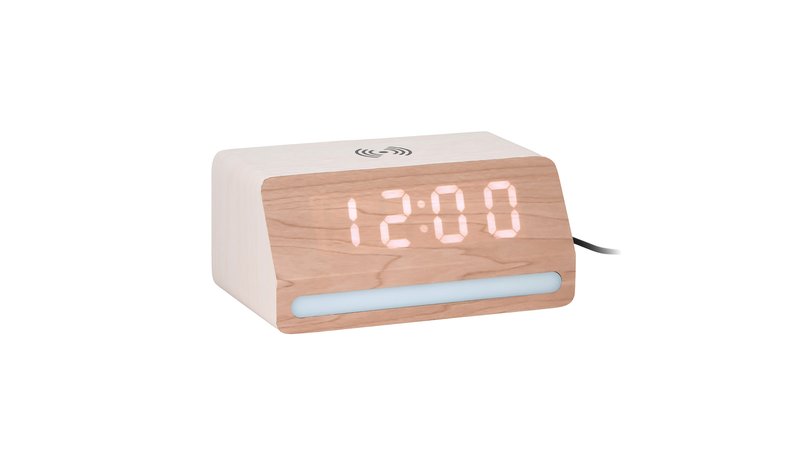 KARLSSON Alarm Clock Retro W. Light Led White Wash Veneer - H 7.5CM
