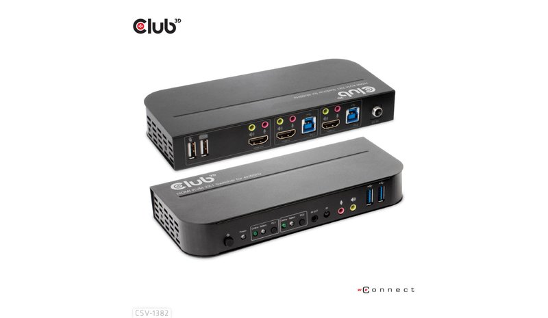 Club 3D CSV-1382 2-Port KVM Switch with Audio