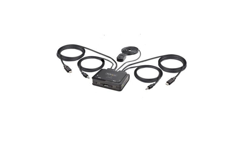 StarTech 2-Port USB-C KVM Switch 4K 60Hz DP 1.2m Cables