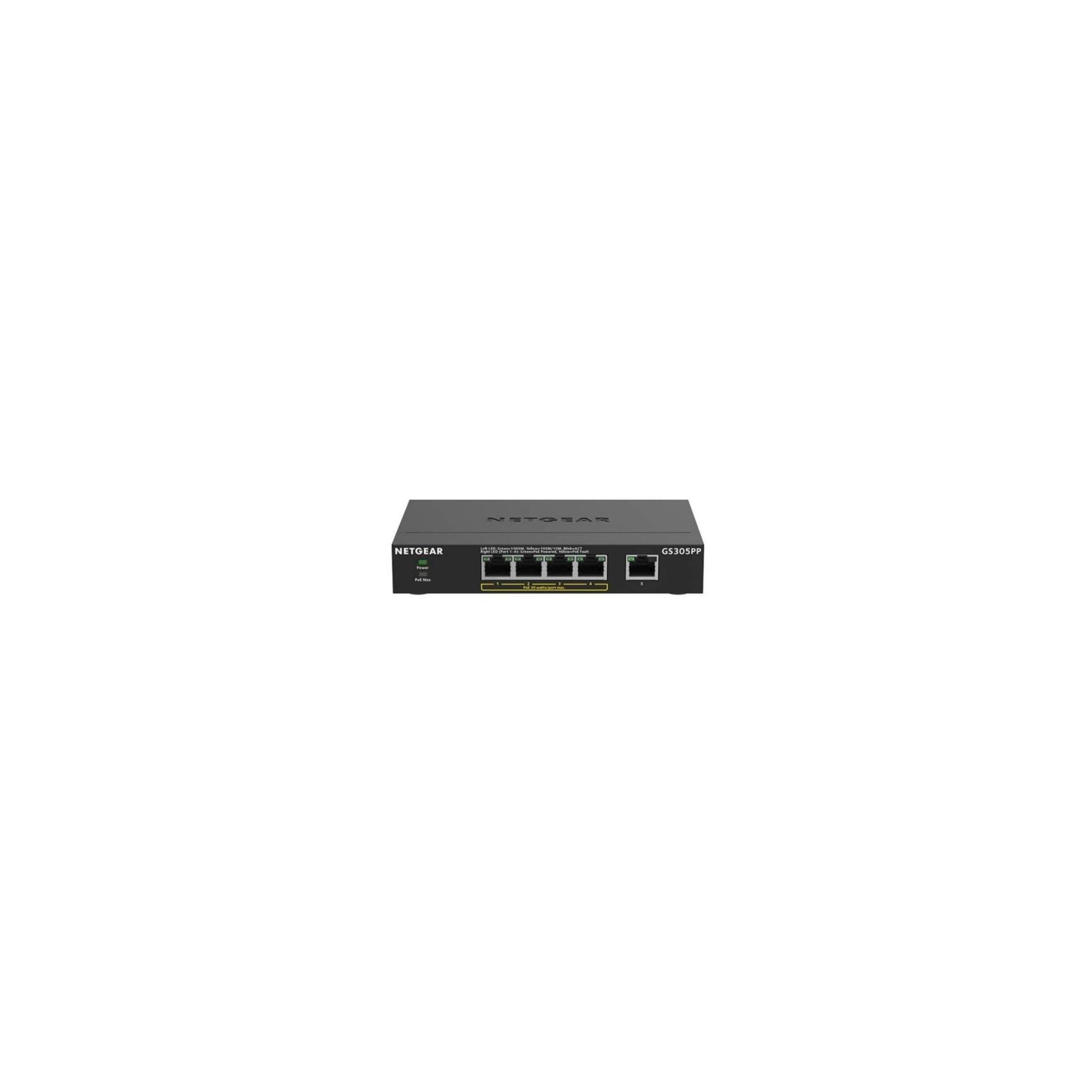 Netgear GS305PP 5-Port Gigabit Ethernet SOHO Unmanaged Switch 4-Ports PoE+ (83W)