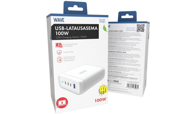 Wave 100W USB Charging Station 3x USB-C + 1x USB-A White