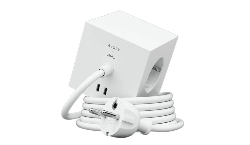 AVOLT Square 1 Power Strip 3x Schuko + 2x USB 1.8m White