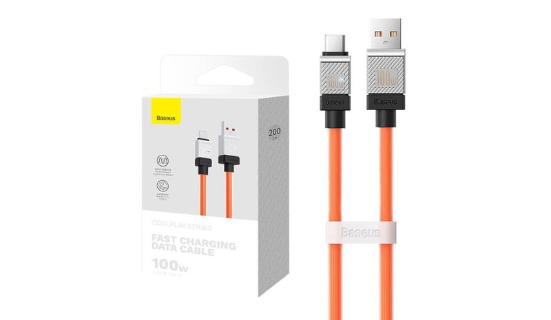 Baseus kaapeli CoolPlay USB - USB-C 2m 100W oranssi