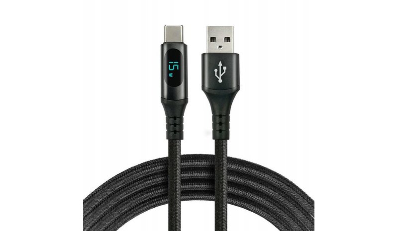 Usb-a / Usb-c Lcd Everactive Cbb-2cbl 200cm 3a latauskaapeli