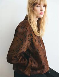 Mango 100% Leather Fur Jacket - Brown - XL