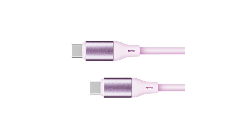 Silikoninen USB-C - USB-C kaapeli Kruger&Matz Basic, 1m, vaaleanpunainen
