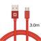 Swissten Textile Quick Charge Universal Micro USB Data and Charging Cable 3.0m Red – kuva 1