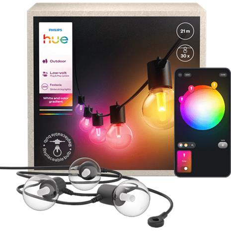 Philips Hue Festavia Globe, valosarja ulkokäyttöön, 21 m