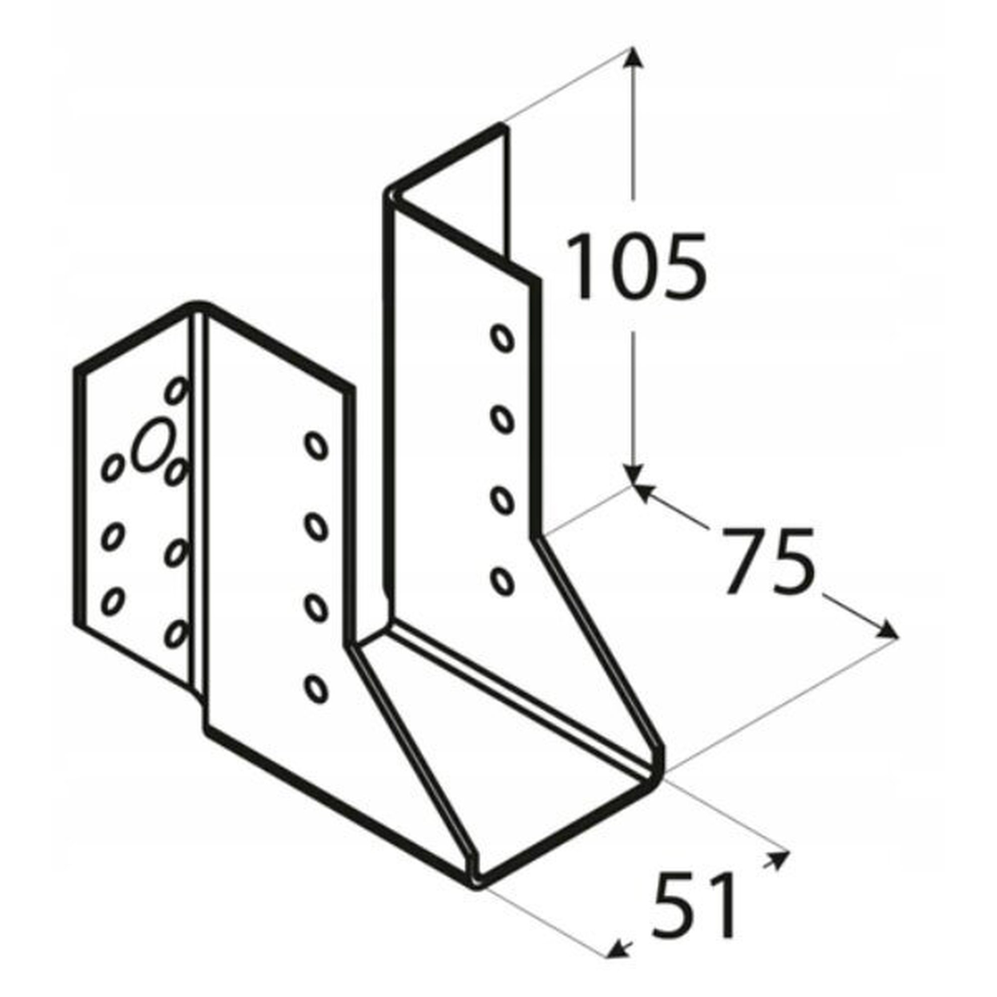 Kannatin palkkeille Wb 10, 51x105x75x2,0 mm, galvanoitu