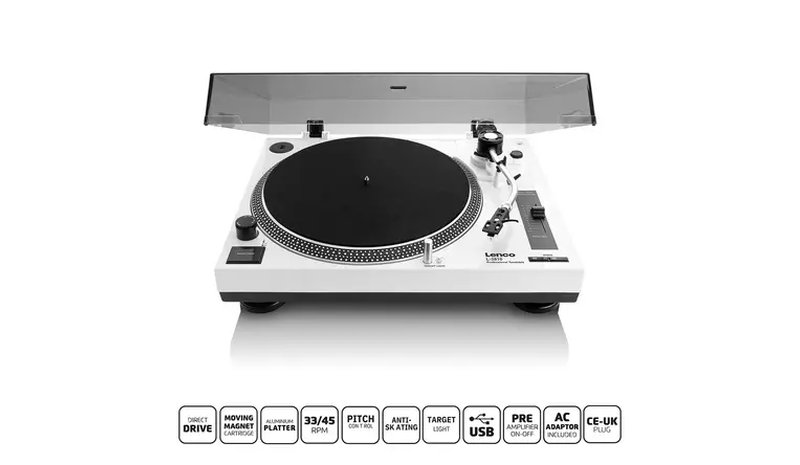 Lenco L-3810WH Direct-Drive Turntable with USB White