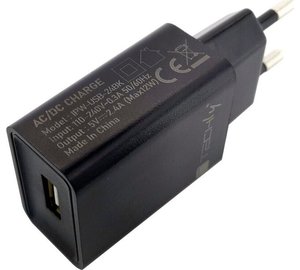 Laturi Techly USB-A 5V 2.4A 12W max., Musta