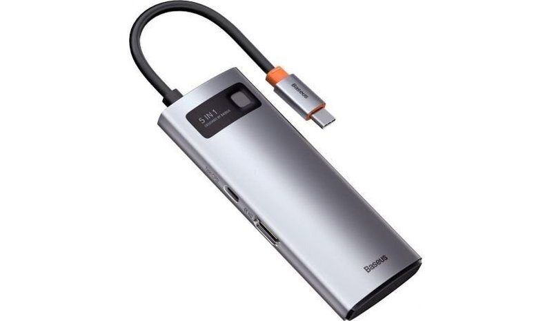 5-in-1 monitoiminen USB-C HUB, harmaa
