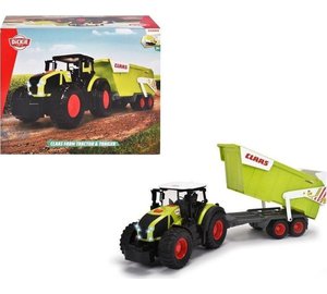 Traktori perävaunulla Claas 64cm ja dinosaurushahmot