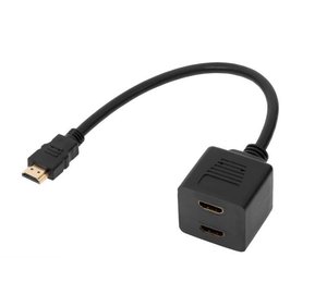 hdmi-pistoke-2 x pistorasia-adapteri 30 cm:n kaapelilla