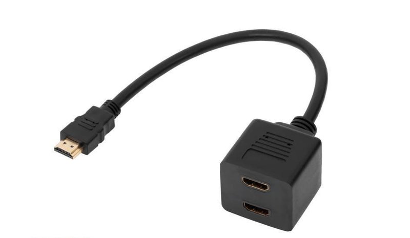hdmi-pistoke-2 x pistorasia-adapteri 30 cm:n kaapelilla