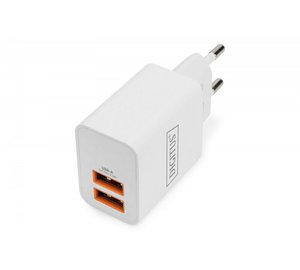 Digitus Kaksinkertainen USB-Laturi, 15.5W, Valkoinen
