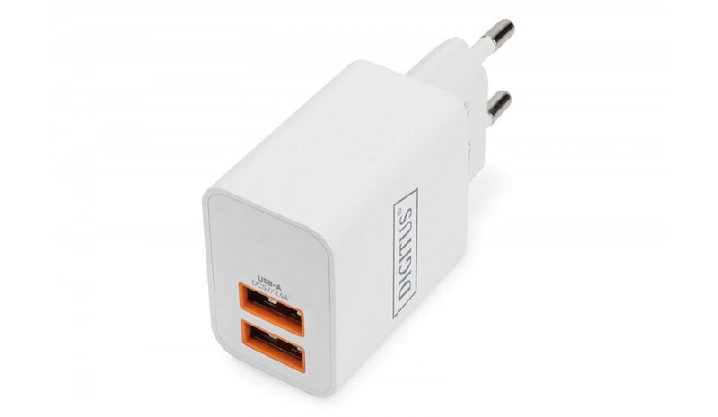 Digitus Kaksinkertainen USB-Laturi, 15.5W, Valkoinen