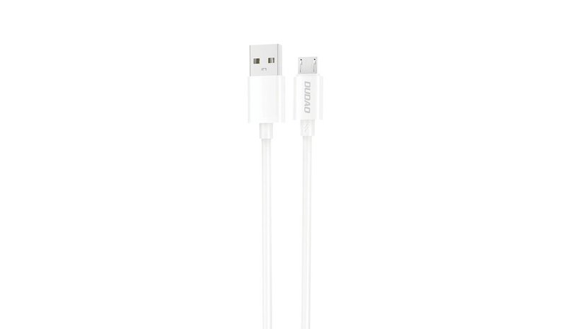 USB-A - micro USB latauskaapeli 2A, 1 m, valkoinen