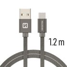 .Swissten Textile Universal Quick Charge 3.1 USB-C Data- ja latauskaapeli 1.2 m musta