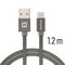 .Swissten Textile Universal Quick Charge 3.1 USB-C Data- ja latauskaapeli 1.2 m musta – kuva 1