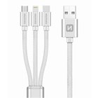 Swissten Textile 3in1 datakaapeli Lightning/USB-C/MircoUSB 1,2 m Hopea