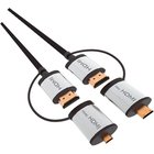 OMEGA HDMI-kaapeli V.1.4 MUSTA 1,5 m + sovitin miniHDMI ja microHDMI