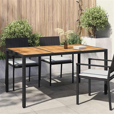 vidaXL Puutarhapöytä musta 150x90x75 cm polyrottinki