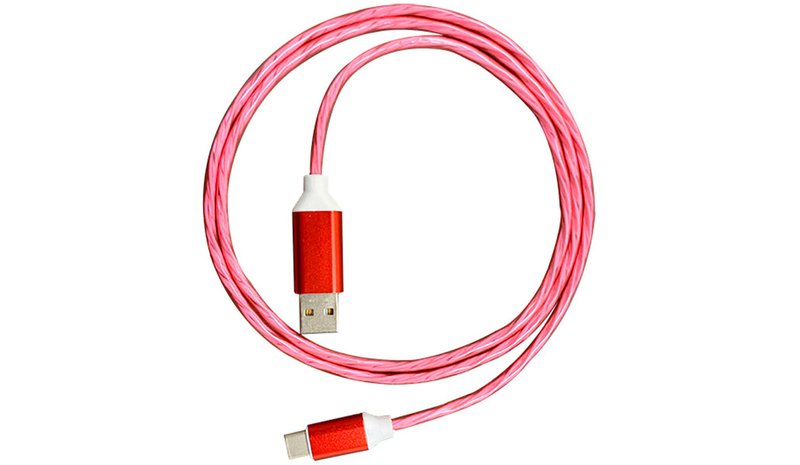 Platinet-kaapeli USB - USB-C LED 2A 1m, punainen (45741)