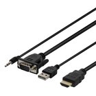 Deltaco VGA-HDMI16, VGA, HDMI, 3,5 mm, USB, 1 m