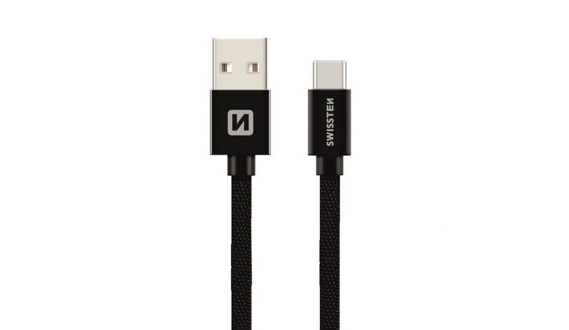Swissten Textile Universal Quick Charge 3.1 USB-C Data and Charging Cable 3m Black
