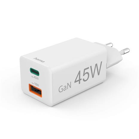 Hama 00201993 USB-laturi 45 W 1x USB-A, 1x USB-C® Power Delivery valkoinen sisäinen USB Power Delivery (USB-PD)