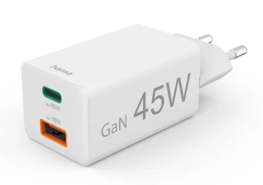 Hama 00201993 USB-laturi 45 W 1x USB-A, 1x USB-C® Power Delivery valkoinen sisäinen USB Power Delivery (USB-PD)