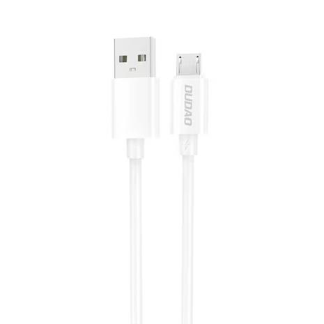 USB-A - micro USB latauskaapeli 2A, 1 m, valkoinen