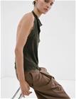 Mango Lace Halter Neck Top - Khaki green - XL