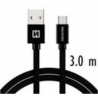 Swissten Textile Quick Charge Universal Micro USB Data and Charging Cable 3.0m Black