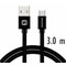 Swissten Textile Quick Charge Universal Micro USB Data and Charging Cable 3.0m Black – kuva 1