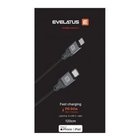 „Evelatus“ USB C – „Lightning“ kaapeli 2,0 m, 60 W (MFI09), alumiinikotelo, punottu, valkoinen