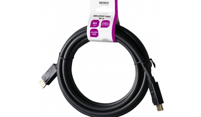 DELTACO DisplayPort-kaapeli, 4 m – kuva 1/2
