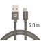 Swissten Textile Quick Charge Universal Micro USB Data ja latauskaapeli 2,0m harmaa – kuva 2
